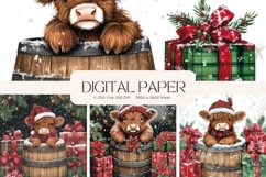 Highland Cow Background Cow Flower Christmas Wallpaper Product Image 1