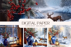 Christmas Window Background Winter Snow Wallpaper Backdrop Product Image 1