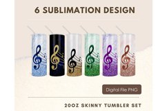 20oz Music Note Tumbler Glitter Music Design Sublimation Product Image 1