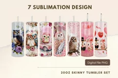 Owl Tumbler Pink Flower Watercolor Sublimation Lover Tumbler Product Image 1