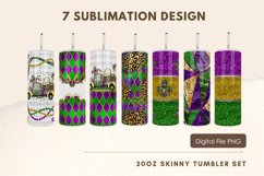 20oz Mardi Gras Truck Glitter Tumbler Sublimation SetB Product Image 1