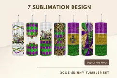 20oz Mardi Gras Truck Glitter Tumbler Sublimation SetB Product Image 1