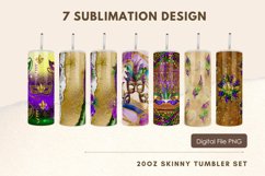 20oz Mardi Gras Feather Mask Glitter Tumbler SublimationC Product Image 1
