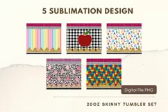 20oz Back To School Tumbler Apple Teacher Pencil Sublimation Product Image 2
