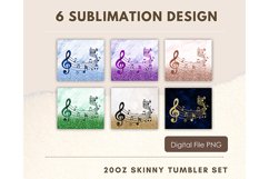 20oz Music Note Tumbler Glitter Music Design Sublimation Product Image 2