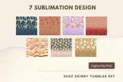 20oz Groovy Retro Floral Glitter Vintage Tumbler Wrap Product Image 2