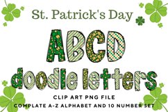 St Patrick&#039;s day Doodle Alphabet Shamrock Letters Hand Drawn Product Image 1
