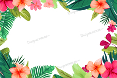 Tropical Leaves and Flowers Background Product Image 1