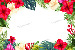 Tropical Leaves and Flowers Background Product Image 1