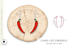 Red Chilly Earrings Laser Cut | Spicy Earrings SVG Product Image 3