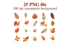 Watercolor AutumLeaves Clipart, PNG File Product Image 5