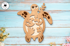 Layered Floral Sea Turtle Laser Cut Sign | Summer Sign SVG Product Image 4