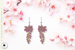 Laser Cut Dangling Flower Earrings | Floral Earrings SVG Product Image 3