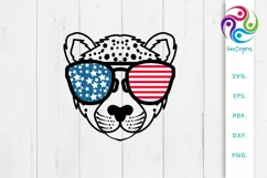 4th Of July Cheetah With Sunglasses USA America Product Image 1