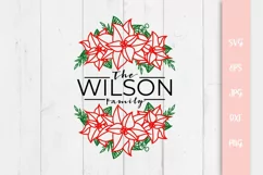 Christmas Poinsettia Floral Family Monogram SVG File Product Image 1