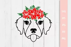Christmas Poinsettia Flower Puppy Retriever Dog SVG File Product Image 1