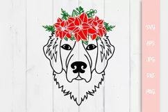 Christmas Poinsettia Flower Retriever Dog SVG File Product Image 1