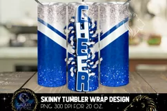Cheer Tumbler Sublimation, Blue White Cheer Tumbler Product Image 1