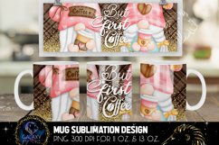 Coffee Gnome Mug Sublimation | But First Coffee Mug Design Product Image 1