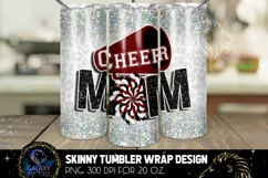 Cheer Mom Tumbler Sublimation Design PNG, Maroon White Black Product Image 1