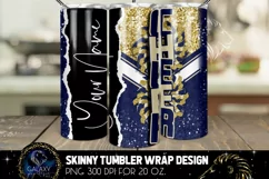 Add Text Cheer Tumbler Sublimation, Blue Gold Tumbler Design Product Image 1
