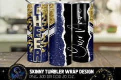 Add Text Cheer Tumbler Sublimation, Blue Gold Tumbler Design Product Image 2