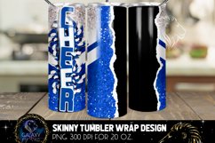 Add Text Cheer Tumbler Sublimation, Blue White Cheer Product Image 2
