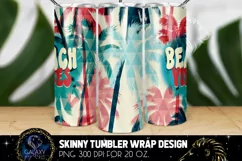 Beach Vibes Tumbler Sublimation, Groovy Palms Tumbler Design Product Image 2