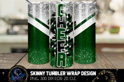 Cheer Tumbler Sublimation, Green White Cheer Tumbler Product Image 1