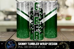 Cheer Tumbler Sublimation, Green White Cheer Tumbler Product Image 1