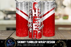 Cheer Tumbler Sublimation, Red White Silver Cheer Tumbler Product Image 1