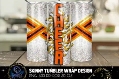 Cheer Tumbler Sublimation, White Orange Blue Cheer Tumbler Product Image 1