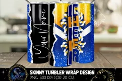 Add Text Cheer Tumbler Sublimation, Cheer Blue Yellow Gold Product Image 1
