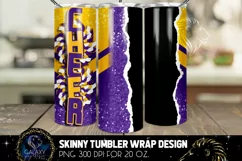 Add Text Cheer Tumbler Sublimation, Purple Gold Yellow Cheer Product Image 2