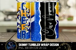 Add Text Cheer Tumbler Sublimation, Cheer Blue Yellow Gold Product Image 2