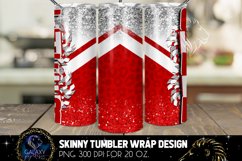 Cheer Tumbler Sublimation, Red White Silver Cheer Tumbler Product Image 2