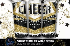 Cheer Tumbler Sublimation, Black Gold White Cheer Tumbler Product Image 1