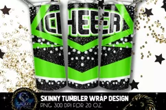 Cheer Tumbler Sublimation, Black Green Cheer Tumbler Product Image 1