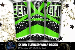 Cheer Tumbler Sublimation, Black Green Cheer Tumbler Product Image 2
