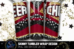 Cheer Tumbler Sublimation, Black Maroon Gold Cheer Tumbler Product Image 2