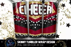 Cheer Tumbler Sublimation, Black Maroon Gold Cheer Tumbler Product Image 1