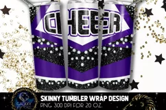 Cheer Tumbler Sublimation, Black Purple White Cheer Tumbler Product Image 1