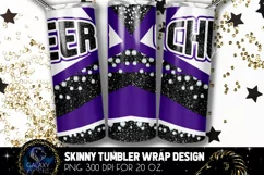 Cheer Tumbler Sublimation, Black Purple White Cheer Tumbler Product Image 2