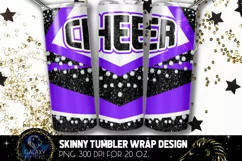 Cheer Tumbler Sublimation, Purple Black White Cheer Tumbler Product Image 1