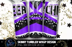 Cheer Tumbler Sublimation, Purple Black White Cheer Tumbler Product Image 2