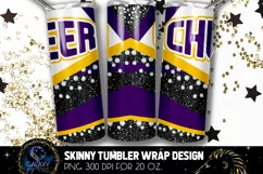 Cheer Tumbler Sublimation, Black Purple Yellow Cheer Tumbler Product Image 3