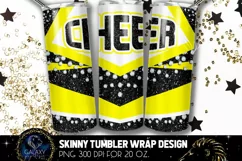 Cheer Tumbler Sublimation, Black Neon Yellow Cheer Tumbler Product Image 1