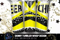 Cheer Tumbler Sublimation, Black Neon Yellow Cheer Tumbler Product Image 2