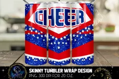 Cheer Tumbler Sublimation, Blue Red White Cheer Tumbler Product Image 5