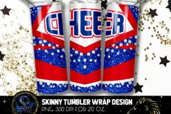 Cheer Tumbler Sublimation, Blue Red White Cheer Tumbler Product Image 1